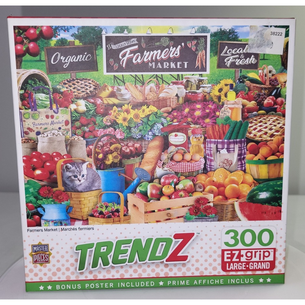 New Sealed MasterPieces Jigsaw Puzzle TrendZ Farmers Market 300 EZ-Grip Pieces